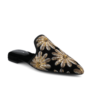 The Goldfinch 15 Mule - Black Gold Starburst Velvet