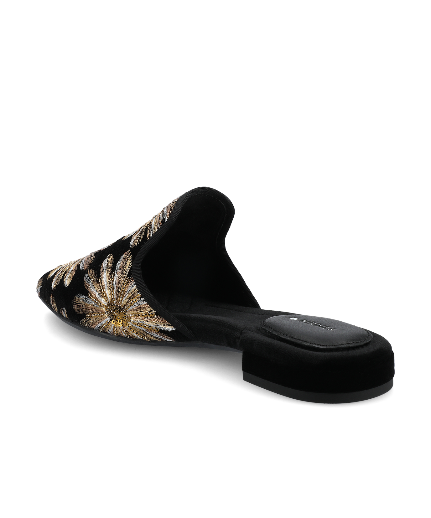 The Goldfinch 15 Mule - Black Gold Starburst Velvet - Image 4