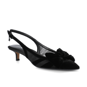The Goldfinch Kitten Heel - Black Velvet Mesh