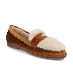 The Heron Loafer Cozy - Tan Velvet Faux Fur