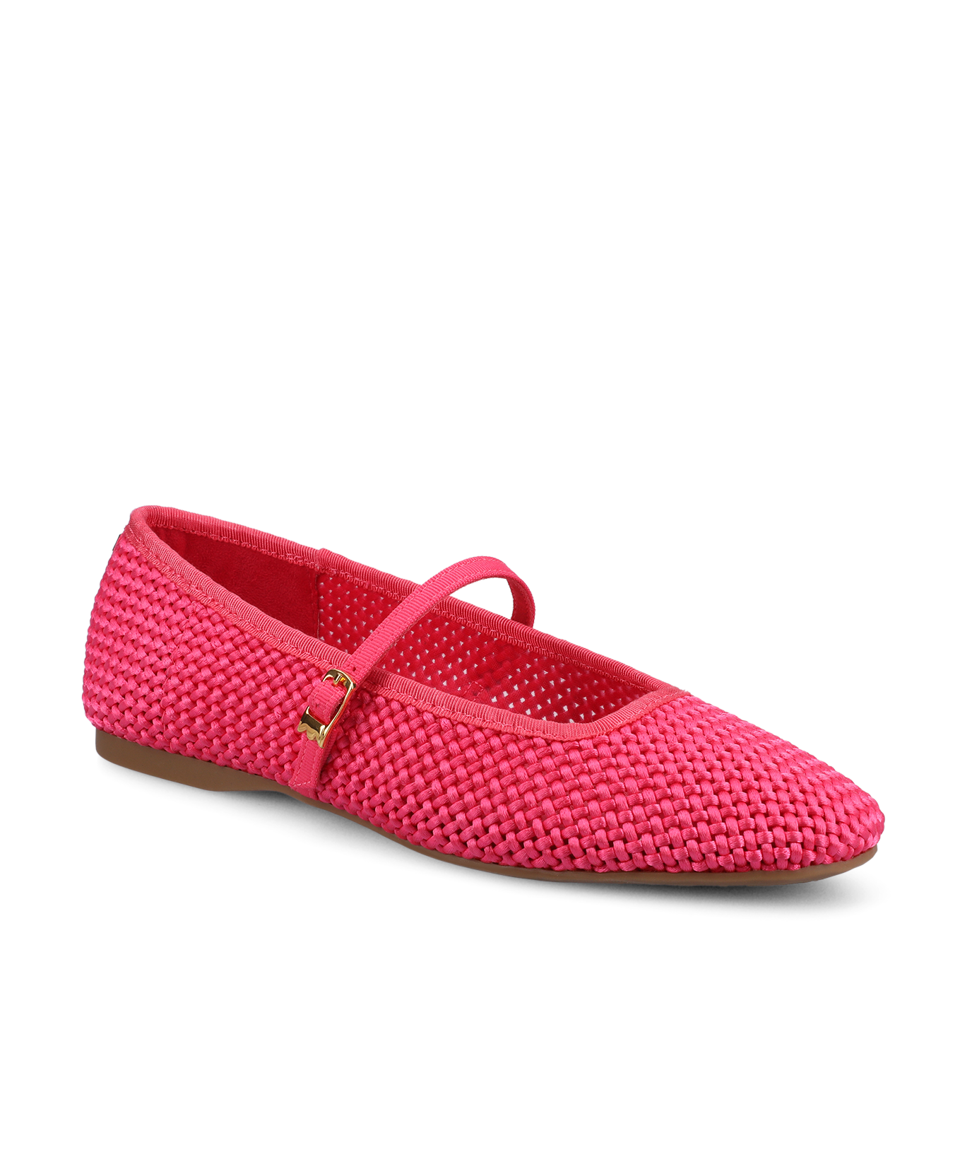 The Hummingbird Mary Jane - Hot Pink Woven Satin